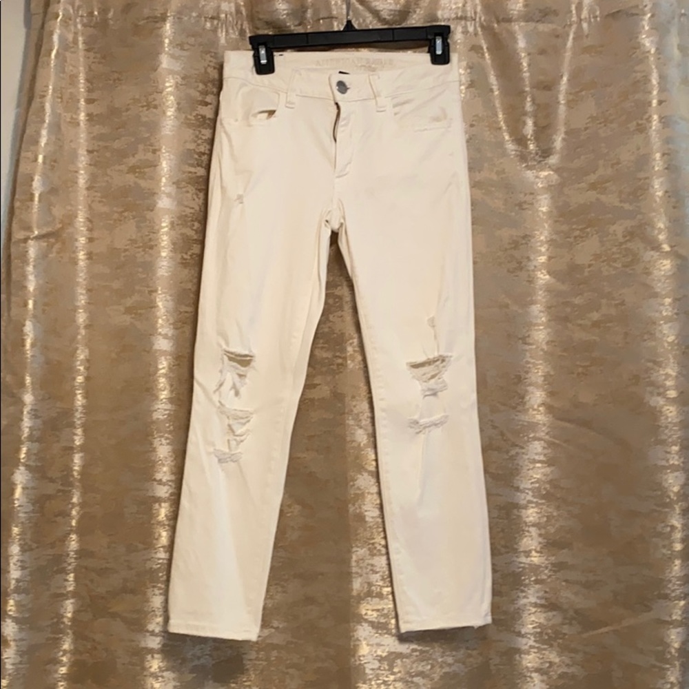 White cropped jegging